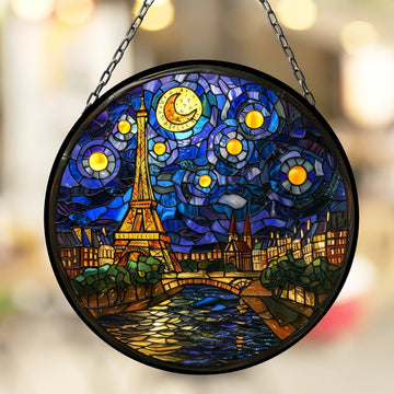 Eiffel Tower at Night Suncatcher Window Decor Artful Gift for Mothers Day Birthday Gift for Her Mom Daughter Son Christmas