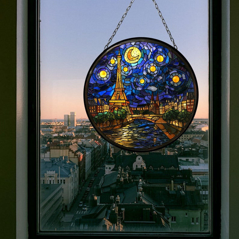 Eiffel Tower at Night Suncatcher Window Decor Artful Gift for Mothers Day Birthday Gift for Her Mom Daughter Son Christmas