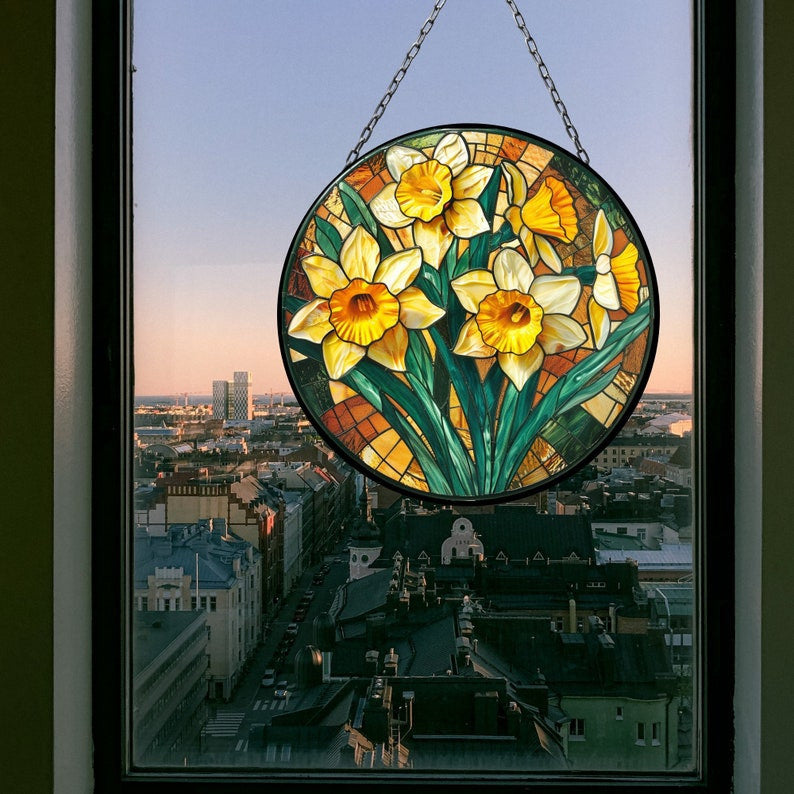 Daffodil March Artful Birth Month Suncatcher for Mothers Day Birthday Gift for Her Mom Wife Mother Grandmother