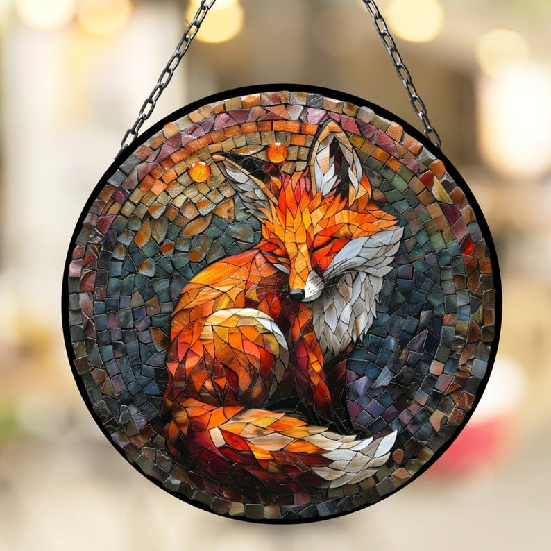 Fox Suncatcher Window Decor Artful Gift for Mothers Day Birthday Gift for Her Mom Daughter Son Christmas