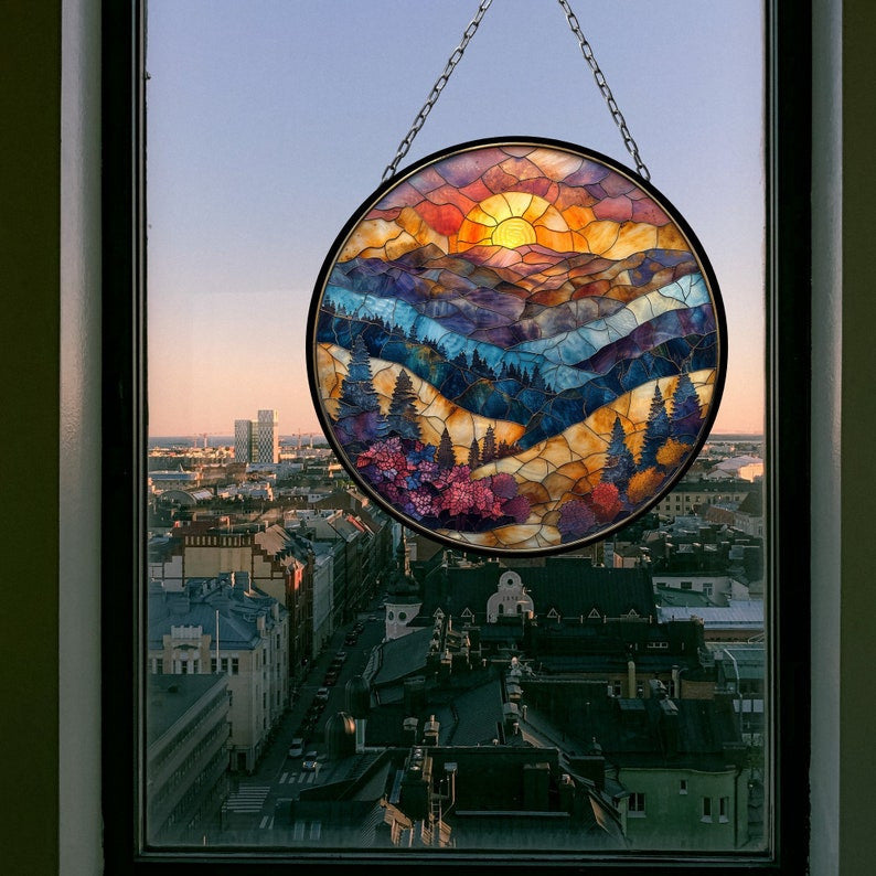 Mountain Range Suncatcher Window Decor Artful Gift for Mothers Day Birthday Gift for Her Mom Daughter Son Christmas