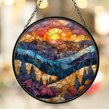 Mountain Range Suncatcher Window Decor Artful Gift for Mothers Day Birthday Gift for Her Mom Daughter Son Christmas