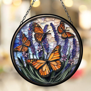 Monarch Butterflies Lavender Suncatcher for Window Decor Gift for Mothers Day Birthday Gift for Her Mom Mother Grandmother Daughter Son