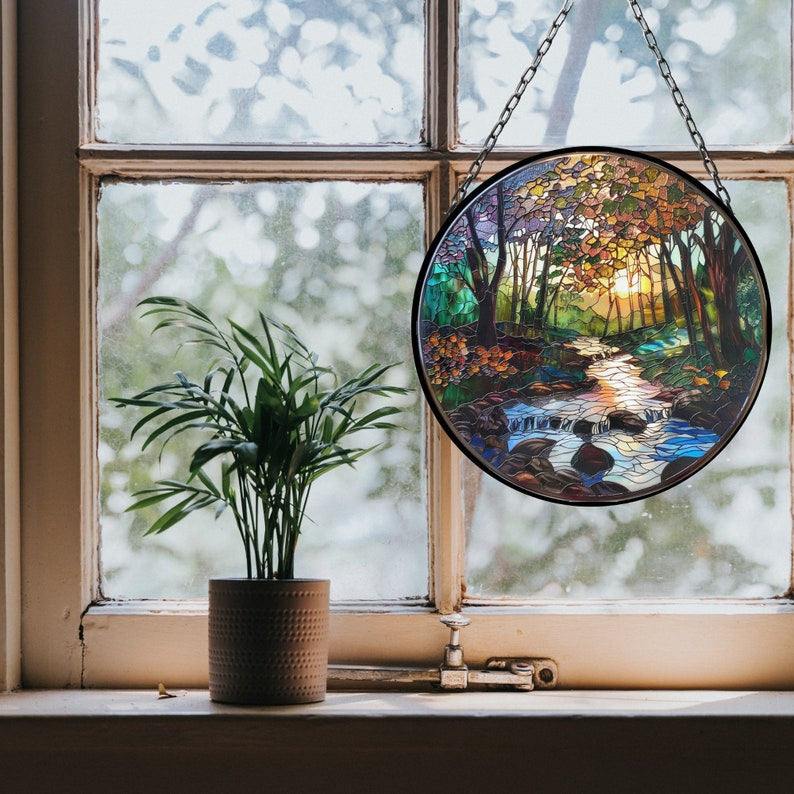 Stream in the Forest Suncatcher for Window Decor Gift for Mothers Day Birthday Gift for Her Mom Mother Grandmother Daughter Son