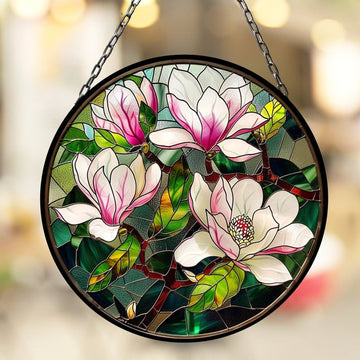Magnolia Suncatcher for Window Decor Gift for Mothers Day Birthday Gift for Her Mom Mother Grandmother Daughter Son