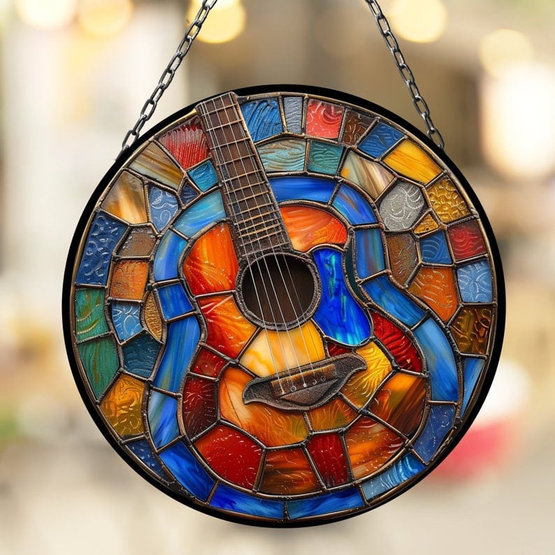 Guitar Suncatcher for Window Decor Gift for Mothers Day Birthday Gift for Her Mom Mother Grandmother Daughter Son