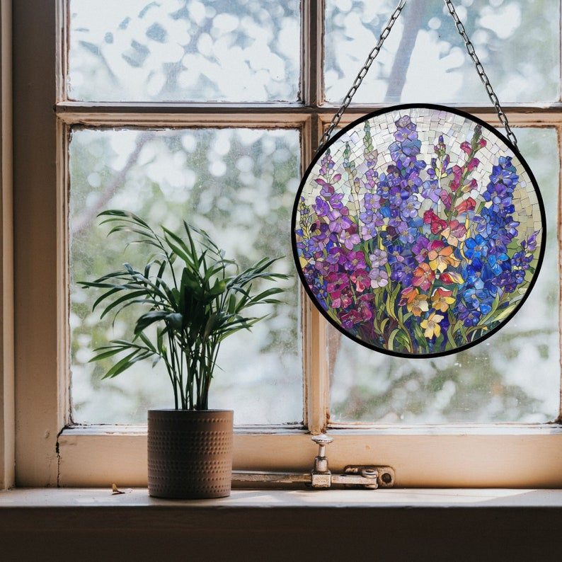 Larkspur July Lovely Birth Month Suncatcher for Mothers Day Birthday Gift for Her Mom Wife Mother Grandmother