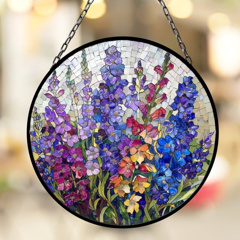 Larkspur July Lovely Birth Month Suncatcher for Mothers Day Birthday Gift for Her Mom Wife Mother Grandmother