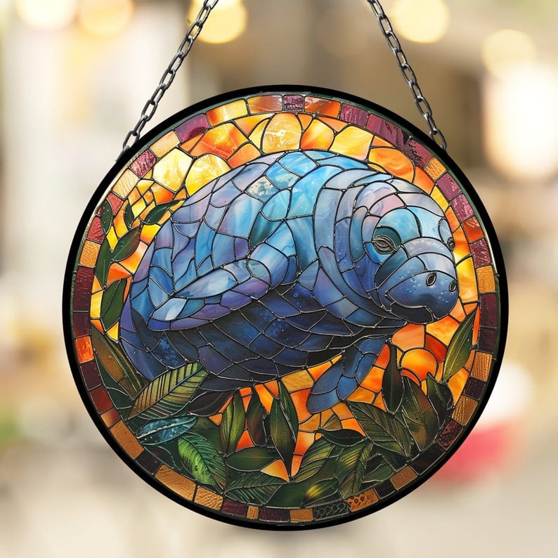 Manatee Suncatcher for Window Decor Gift for Mothers Day Birthday Gift for Her Mom Mother Grandmother Daughter Son