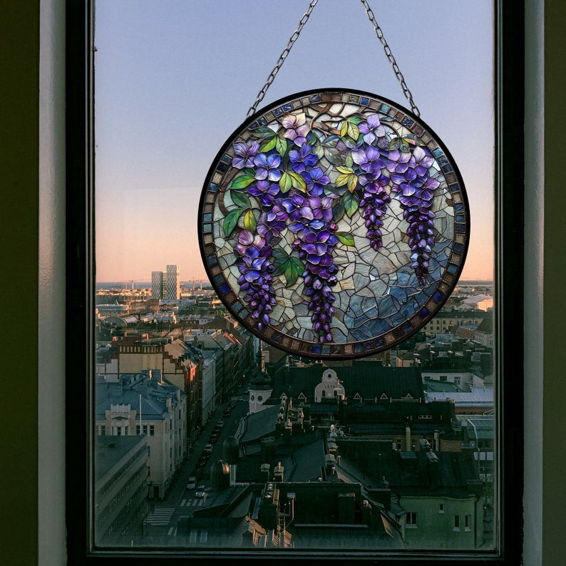 WIsteria Suncatcher for Window Decor Gift for Mothers Day Birthday Gift for Her Mom Mother Grandmother Daughter Son