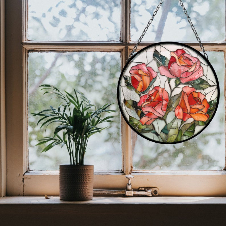 Rose June Artful Birth Month Suncatcher for Mothers Day Birthday Gift for Her Mom Wife Mother Grandmother