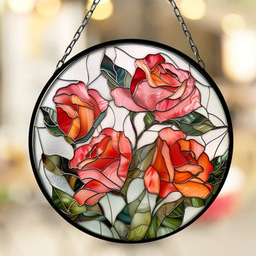 Rose June Artful Birth Month Suncatcher for Mothers Day Birthday Gift for Her Mom Wife Mother Grandmother
