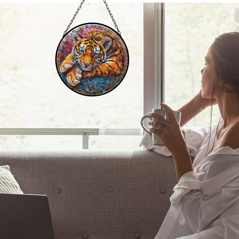 Tiger Suncatcher Window Decor Artful Gift for Mothers Day Birthday Gift for Her Mom Daughter Son Christmas
