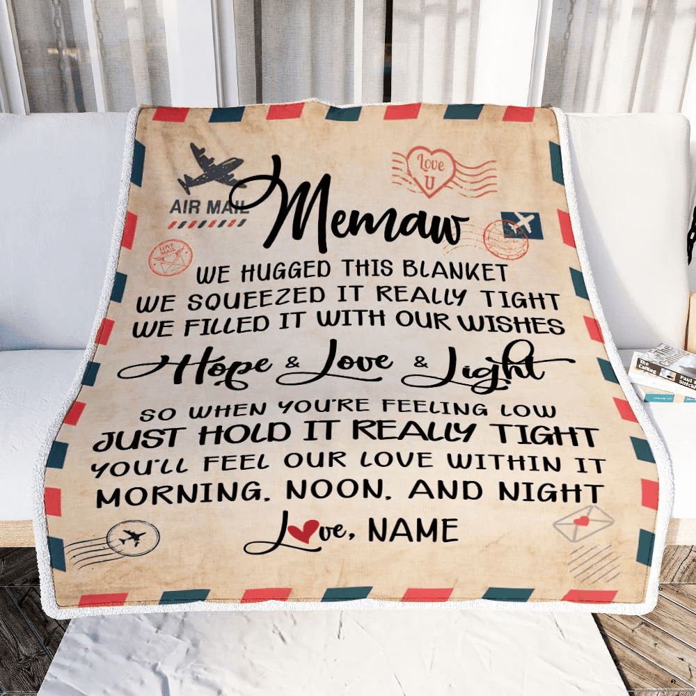 Personalized Memaw Blanket From Kids We Hugged This Blanket Mail Letter Memaw Birthday Mothers Day Christmas Customized Fleece Blanket