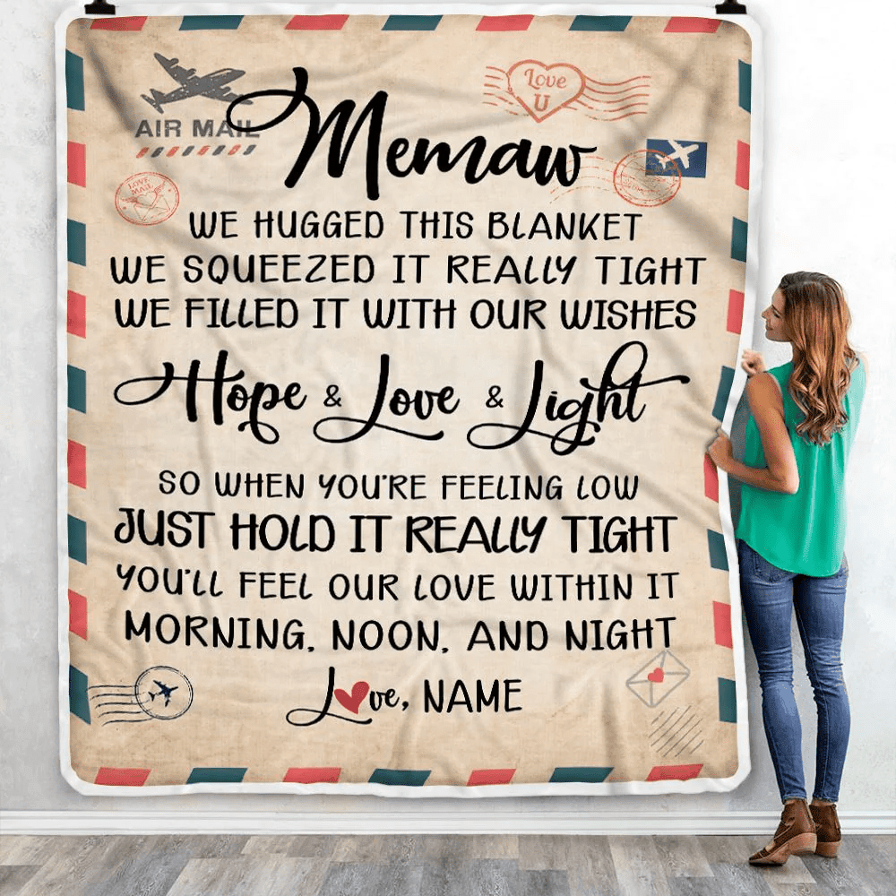 Personalized Memaw Blanket From Kids We Hugged This Blanket Mail Letter Memaw Birthday Mothers Day Christmas Customized Fleece Blanket
