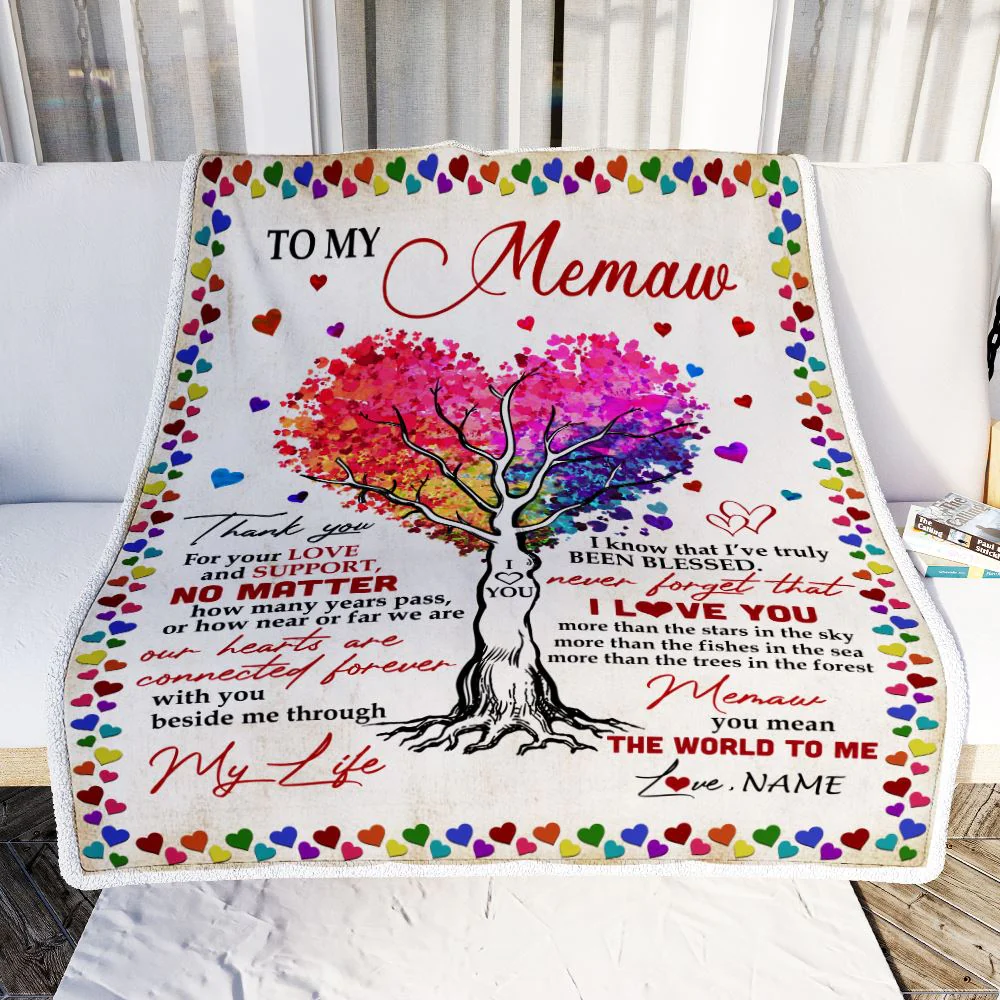 Personalized Memaw Blanket From Grandkids Never Forget That I Love You You Mean The World to Me Memaw Birthday Mothers Day Christmas Fleece Blanket