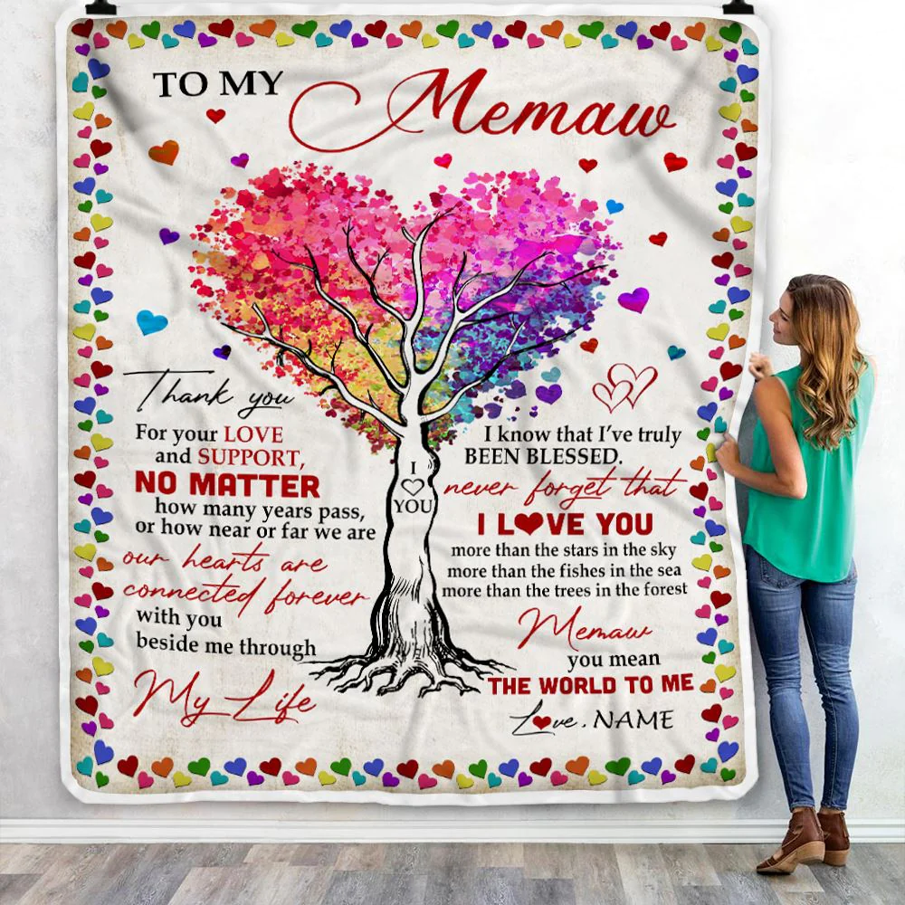 Personalized Memaw Blanket From Grandkids Never Forget That I Love You You Mean The World to Me Memaw Birthday Mothers Day Christmas Fleece Blanket