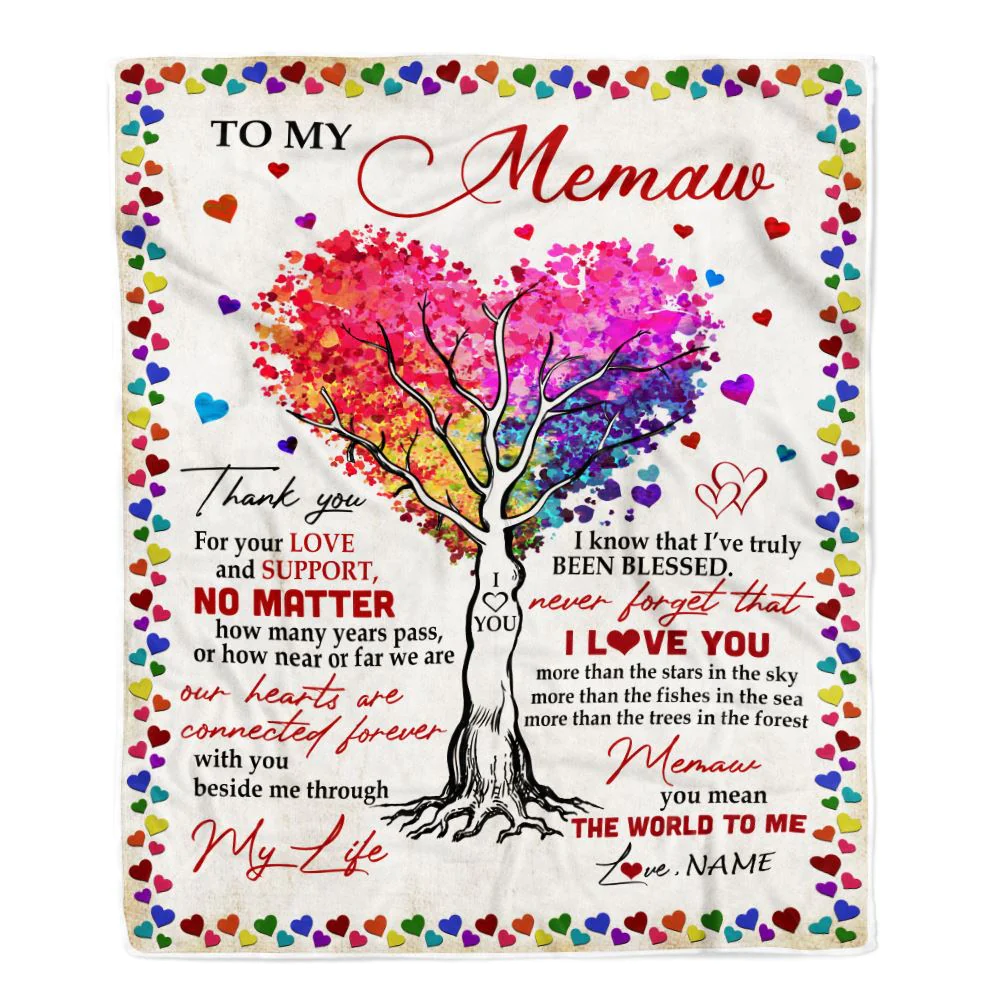 Personalized Memaw Blanket From Grandkids Never Forget That I Love You You Mean The World to Me Memaw Birthday Mothers Day Christmas Fleece Blanket