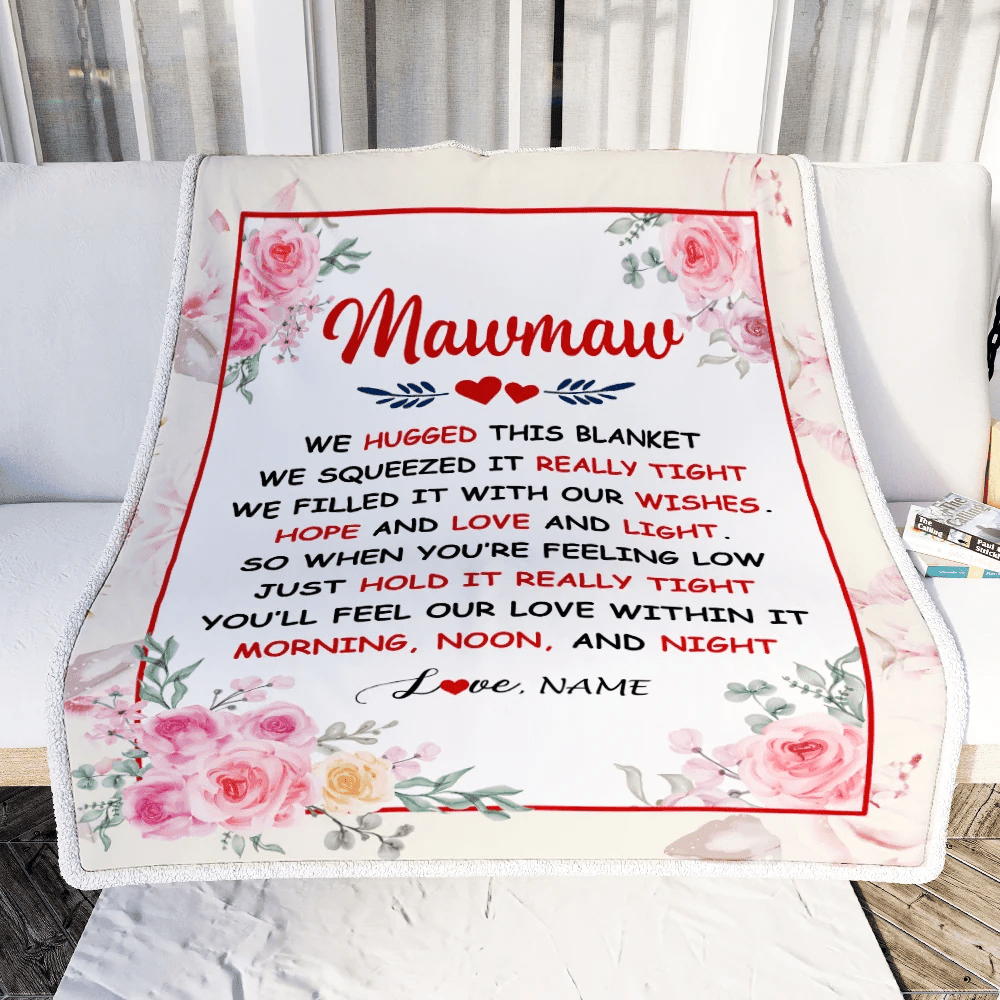 Personalized Mawmaw Blanket From Grandkids Granddaughter Grandson We Hugged This Blanket Floral Mawmaw Birthday Mothers Day Christmas Fleece Throw Blanket