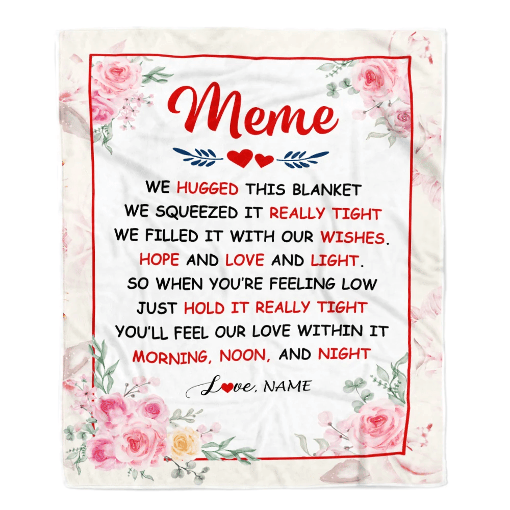 Personalized Meme Blanket From Grandkids Granddaughter Grandson We Hugged This Blanket Floral Meme Birthday Mothers Day Christmas Customized Fleece Blanket