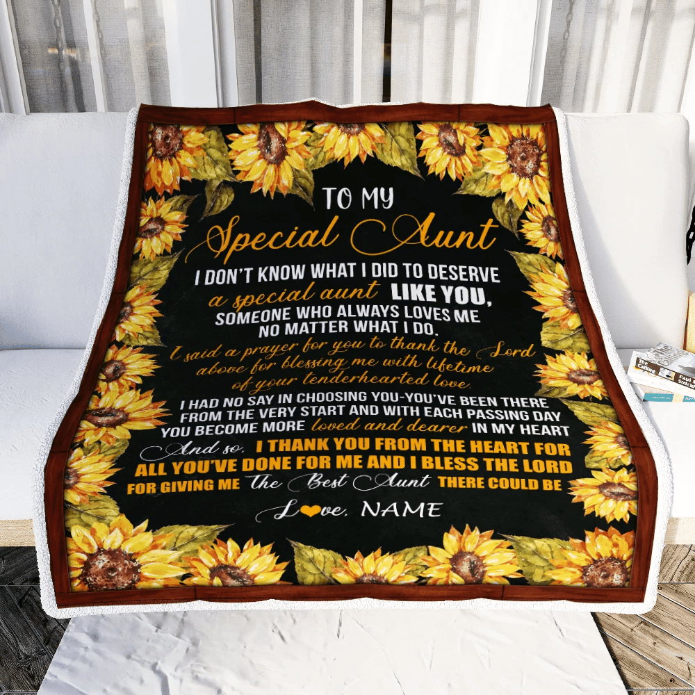 Personalized To My Special Aunt Blanket from Niece Nephew Thank you The Best Aunt Birthday Mothers Day Thanksgiving Christmas Customized Fleece Blanket