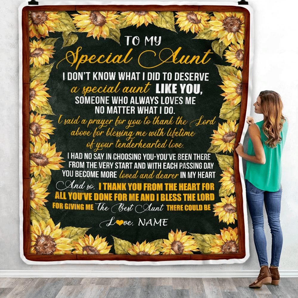 Personalized To My Special Aunt Blanket from Niece Nephew Thank you The Best Aunt Birthday Mothers Day Thanksgiving Christmas Customized Fleece Blanket