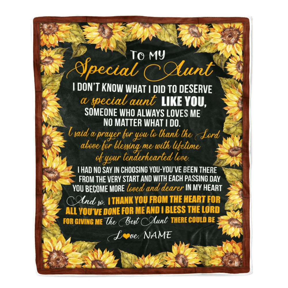 Personalized To My Special Aunt Blanket from Niece Nephew Thank you The Best Aunt Birthday Mothers Day Thanksgiving Christmas Customized Fleece Blanket