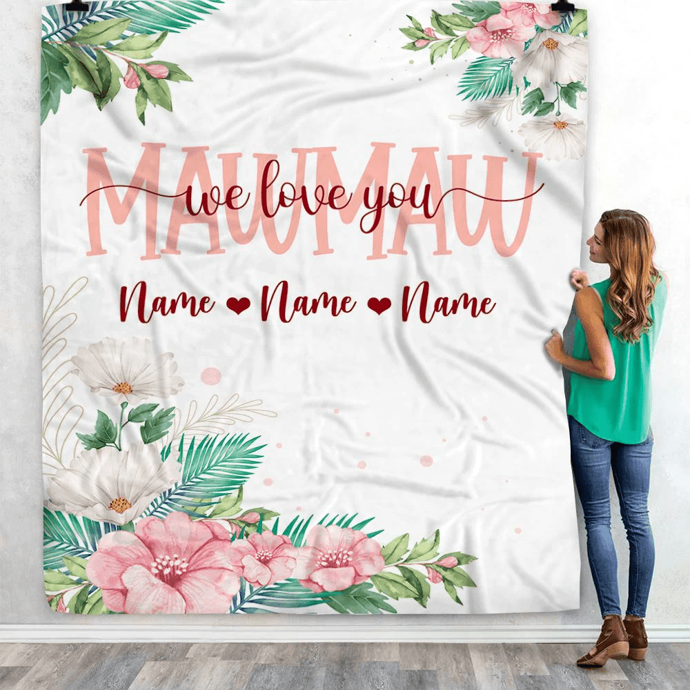 Personalized Mawmaw Blanket From Grandkids Granddaughter Grandson We Love You Floral Mawmaw Birthday Mothers Day Christmas Fleece Throw Blanket