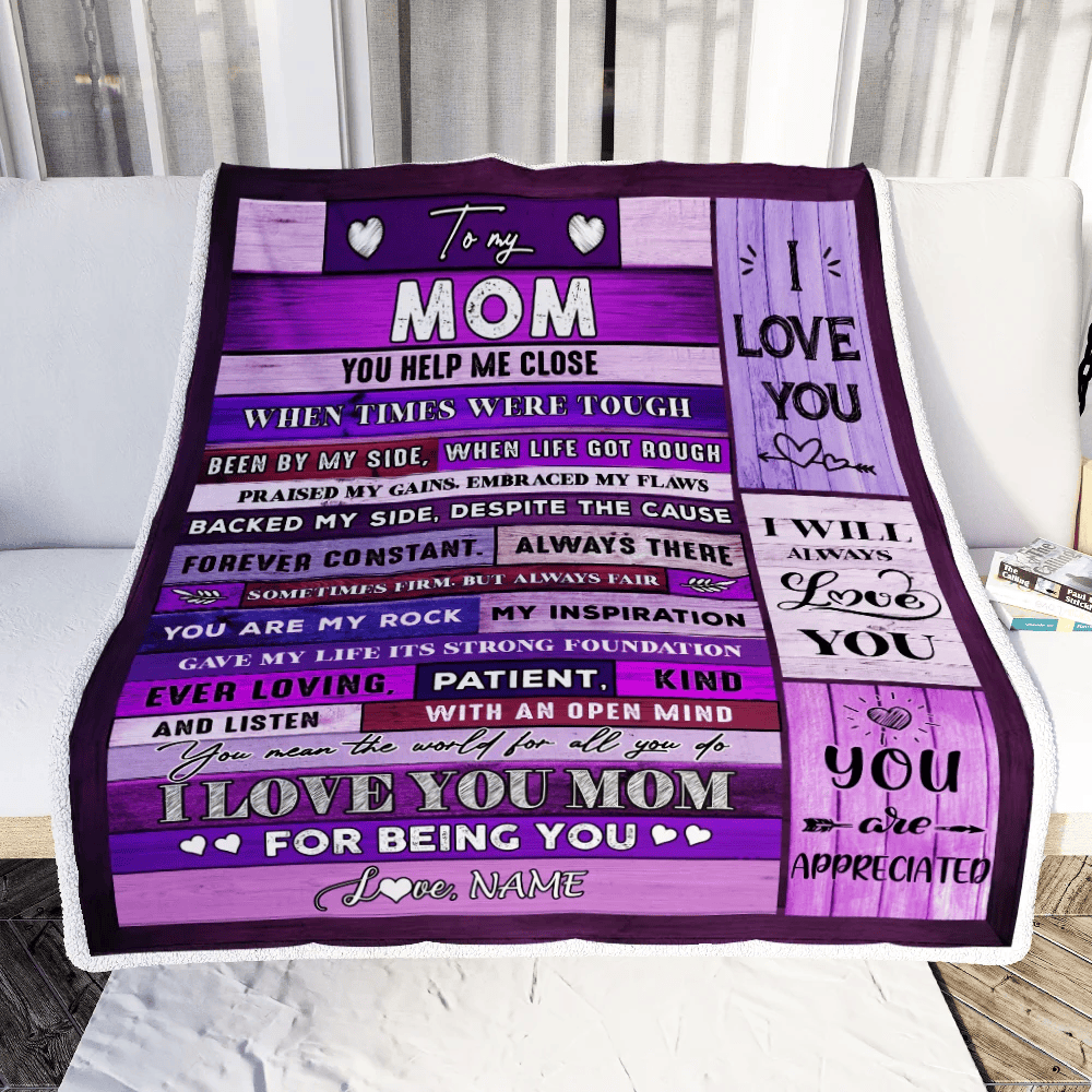 Personalized To My Mom Blanket From Daughter Son Wood You Help Me Close I Love You Mom Mothers Day Thanksgiving Christmas Customized Fleece Throw Blanket
