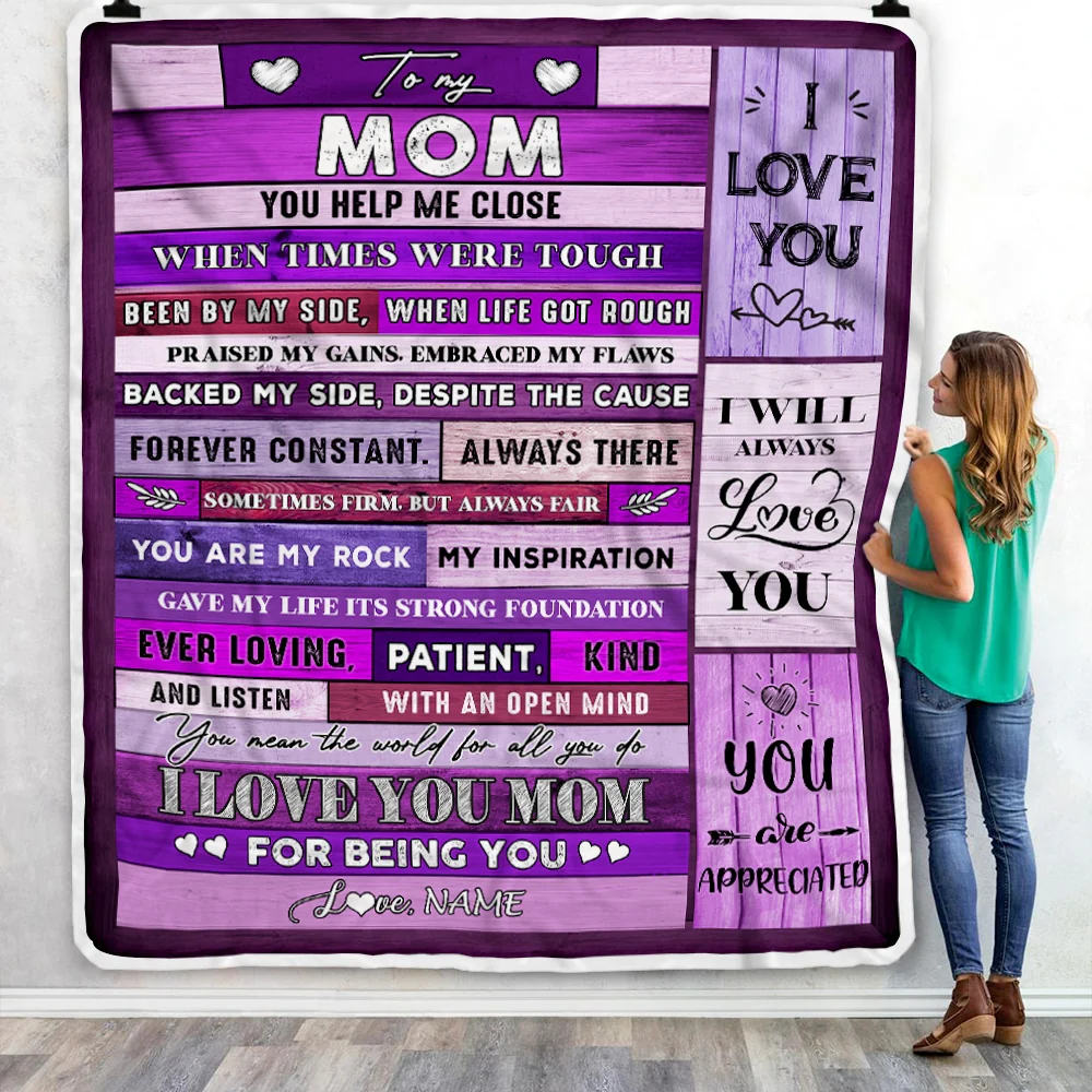 Personalized To My Mom Blanket From Daughter Son Wood You Help Me Close I Love You Mom Mothers Day Thanksgiving Christmas Customized Fleece Throw Blanket