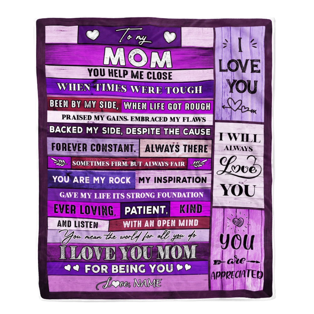Personalized To My Mom Blanket From Daughter Son Wood You Help Me Close I Love You Mom Mothers Day Thanksgiving Christmas Customized Fleece Throw Blanket