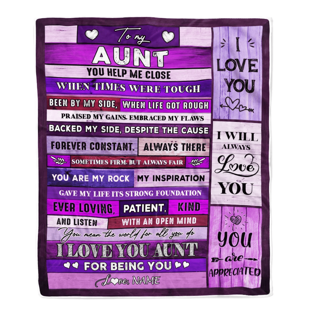 Personalized To My Aunt Blanket From Niece Nephew Wood You Help Me Close I Love You Aunt Mothers Day Thanksgiving Christmas Customized Fleece Throw Blanket
