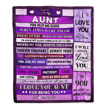 Personalized To My Aunt Blanket From Niece Nephew Wood You Help Me Close I Love You Aunt Mothers Day Thanksgiving Christmas Customized Fleece Throw Blanket
