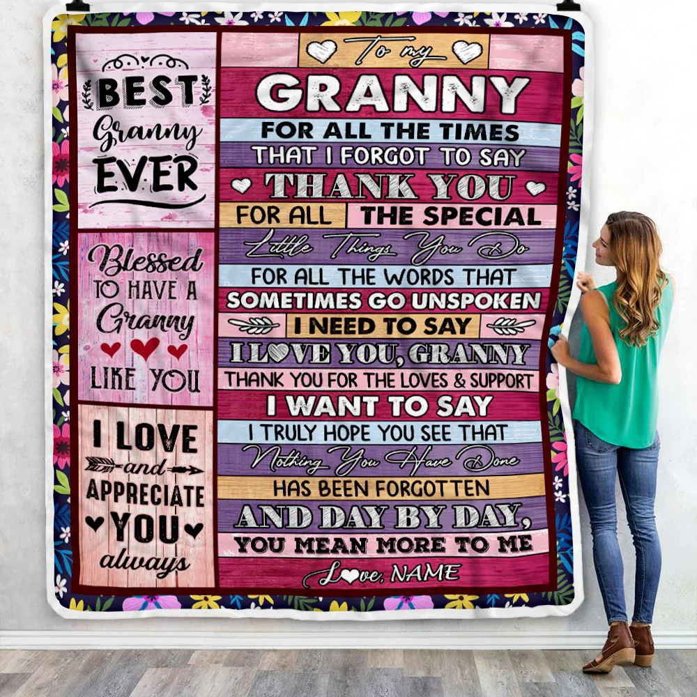 Personalized Granny Blanket From Granddaughter Grandson Thank You For The Love Granny Mothers Day Birthday Christmas Customized Bed Fleece Throw Blanket