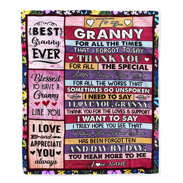 Personalized Granny Blanket From Granddaughter Grandson Thank You For The Love Granny Mothers Day Birthday Christmas Customized Bed Fleece Throw Blanket