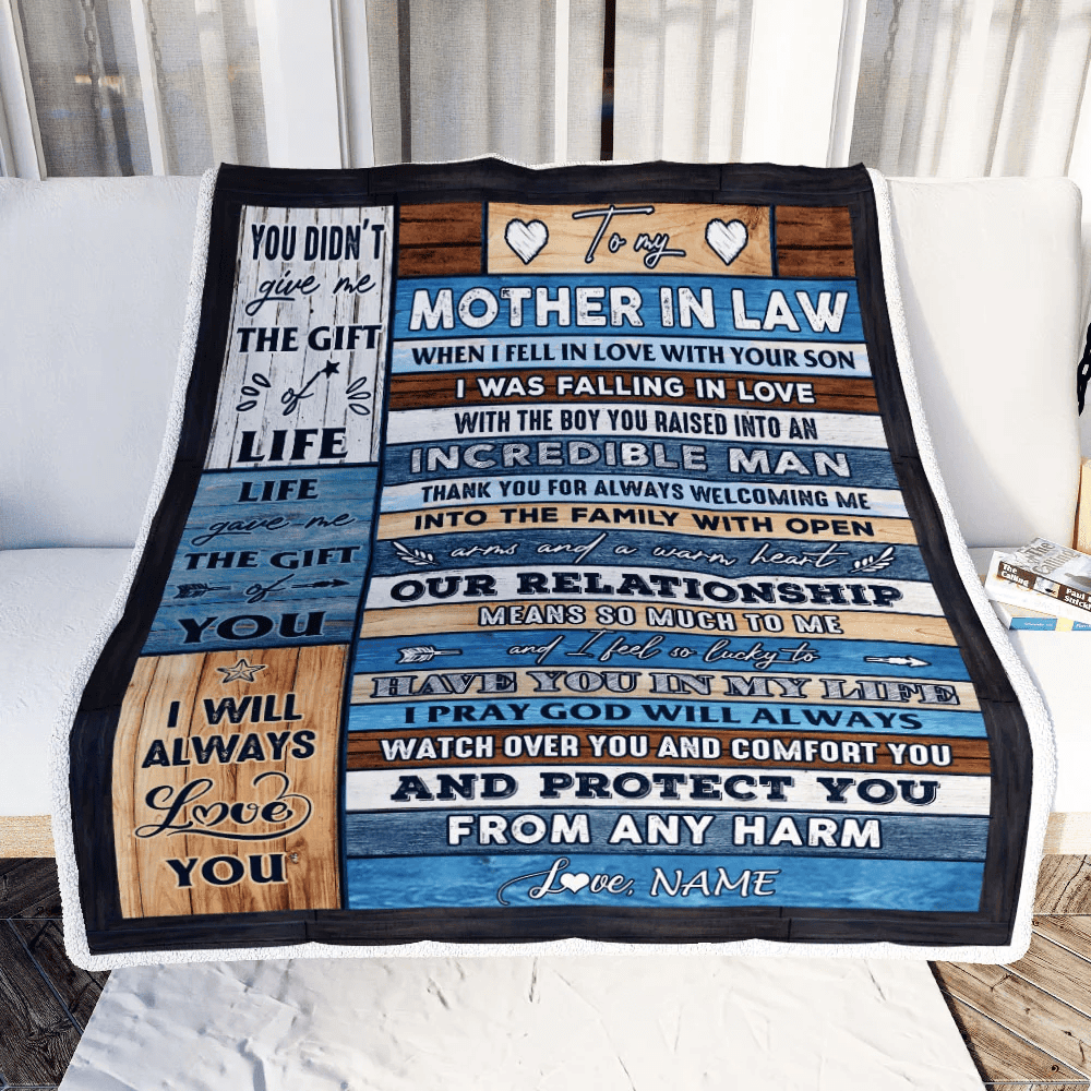 Personalized To My Mother In Law Blanket From Daughter Wood Always Love You Mother In Law Birthday Mothers Day Christmas Customized Fleece Throw Blanket