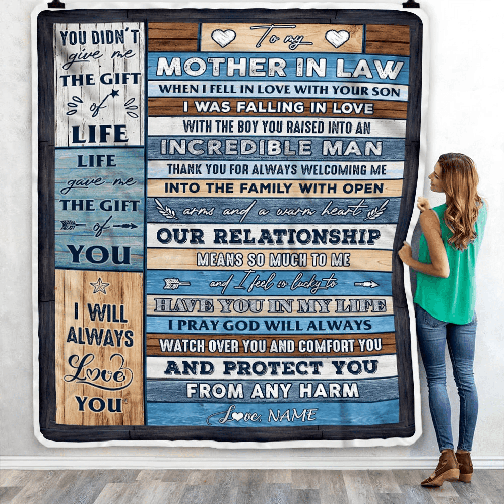 Personalized To My Mother In Law Blanket From Daughter Wood Always Love You Mother In Law Birthday Mothers Day Christmas Customized Fleece Throw Blanket