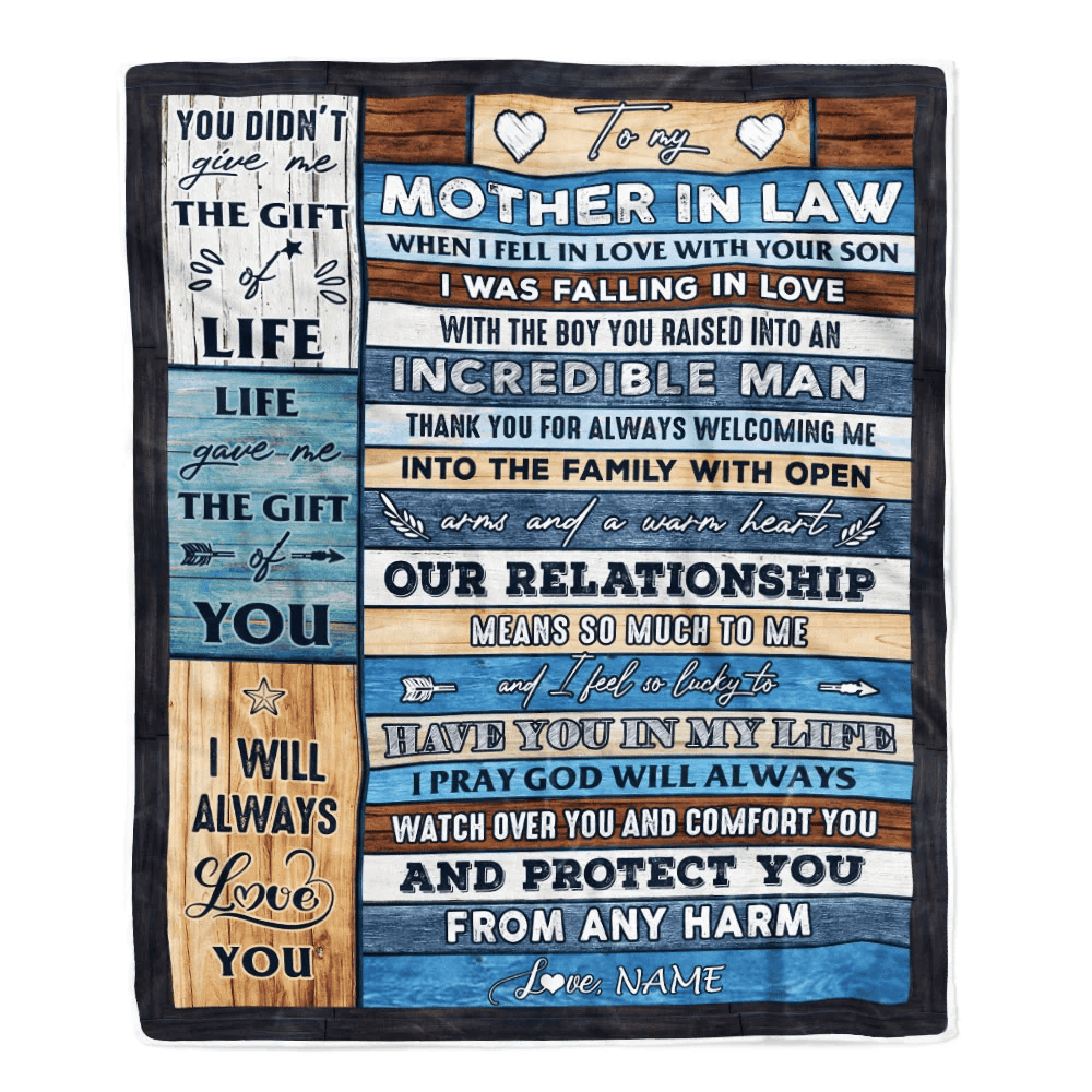 Personalized To My Mother In Law Blanket From Daughter Wood Always Love You Mother In Law Birthday Mothers Day Christmas Customized Fleece Throw Blanket