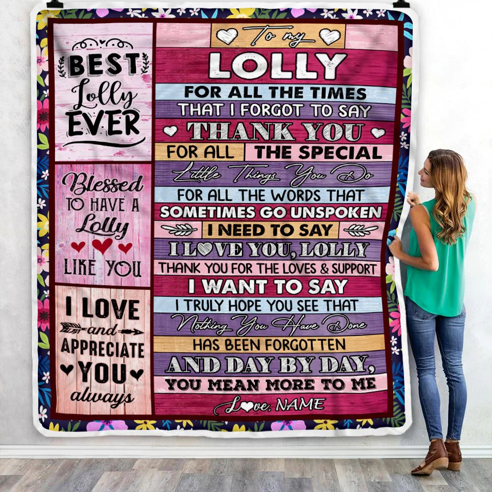 Personalized Lolly Blanket From Granddaughter Grandson Thank You For The Love Lolly Mothers Day Birthday Christmas Customized Bed Fleece Throw Blanket
