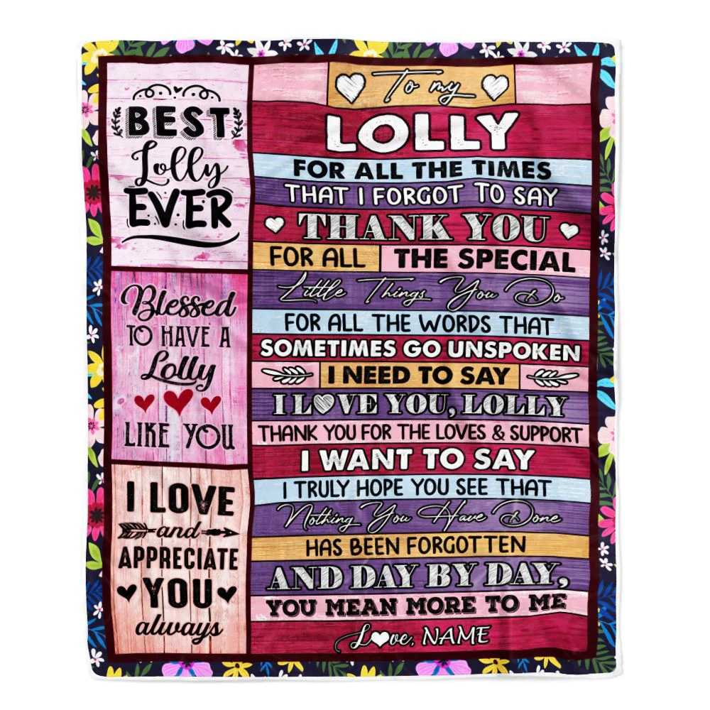 Personalized Lolly Blanket From Granddaughter Grandson Thank You For The Love Lolly Mothers Day Birthday Christmas Customized Bed Fleece Throw Blanket