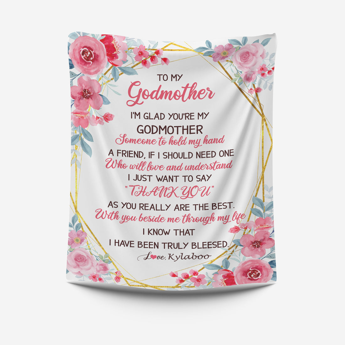 Personalized To My Godmother Blanket from Goddaughter Floral I'm Glad You're My Godmother Birthday Mothers Day Christmas Customized Bed Fleece Throw Blanket