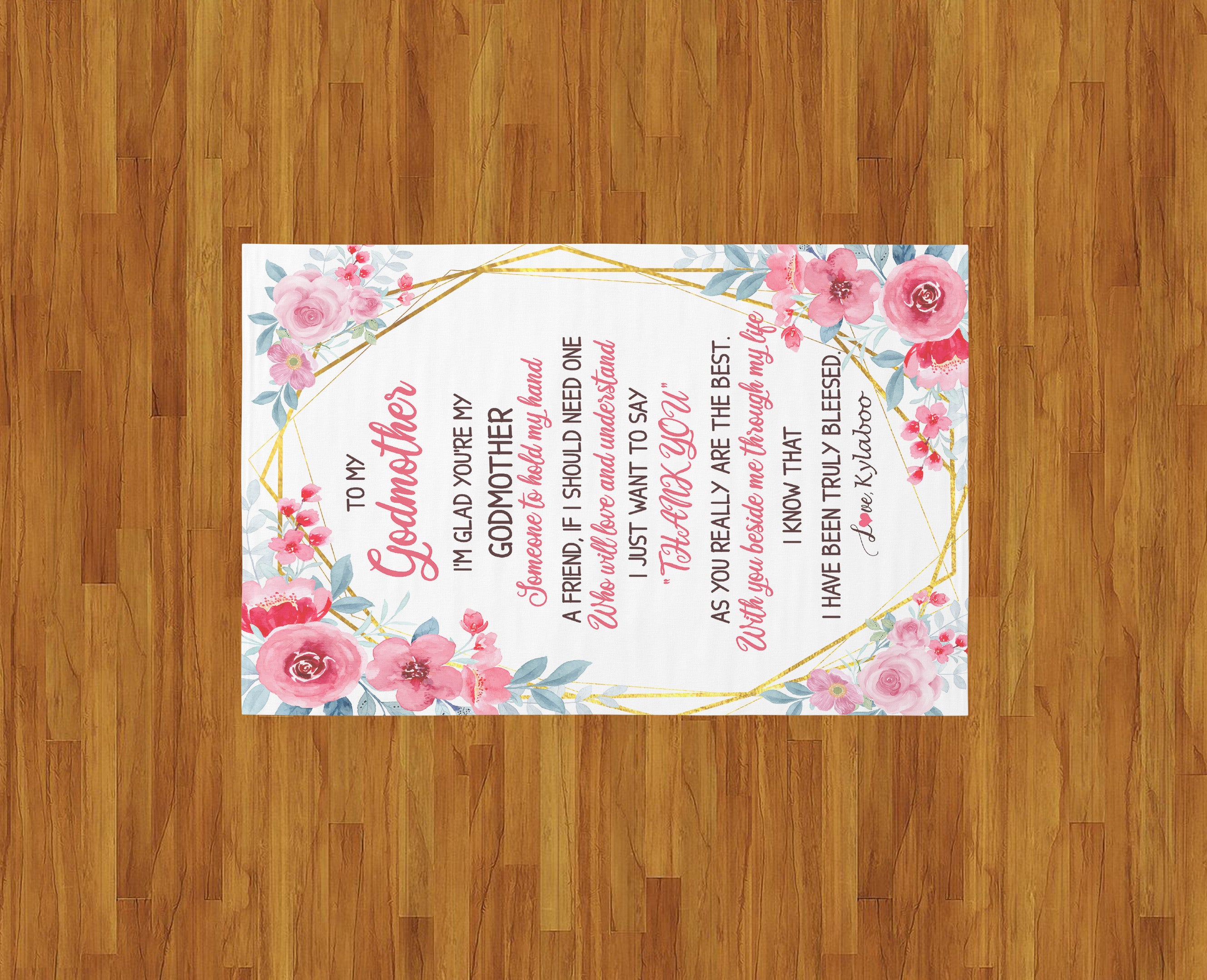 Personalized To My Godmother Blanket from Goddaughter Floral I'm Glad You're My Godmother Birthday Mothers Day Christmas Customized Bed Fleece Throw Blanket
