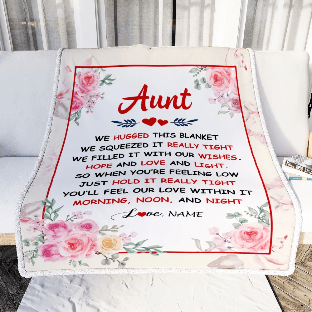 Personalized Aunt Blanket From Niece Nephew We Hugged This Blanket Floral Aunt Birthday Mothers Day Christmas Customized Fleece Throw Blanket