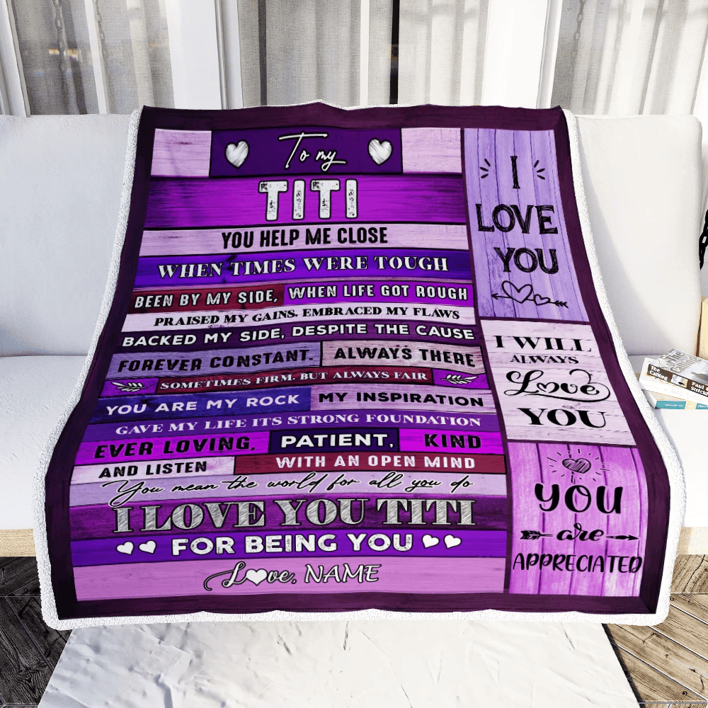 Personalized To My Titi Blanket From Niece Nephew Wood You Help Me Close I Love You Titi Mothers Day Thanksgiving Christmas Customized Fleece Throw Blanket