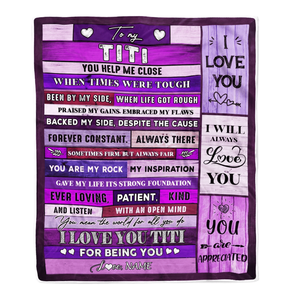 Personalized To My Titi Blanket From Niece Nephew Wood You Help Me Close I Love You Titi Mothers Day Thanksgiving Christmas Customized Fleece Throw Blanket