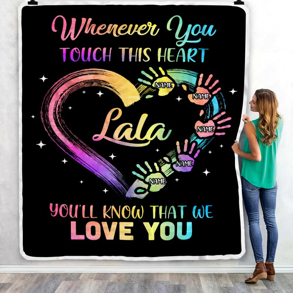 Personalized Lala Blanket From Grandkids Granddaughter Grandson We Love You Grandparent Lala Birthday Mothers Day Christmas Customized Bed Fleece Throw Blanket