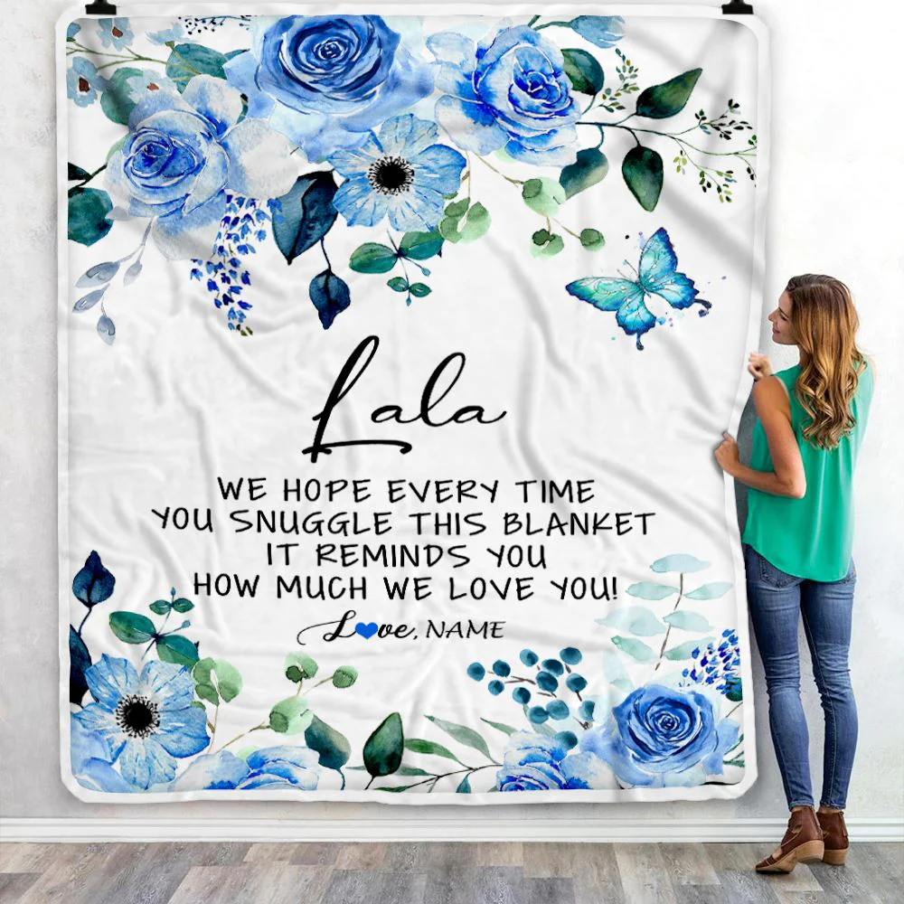 Personalized To My Lala Blanket From Grandkids Floral How Much We Love You Lala Birthday Mothers Day Christmas Customized Fleece Throw Blanket