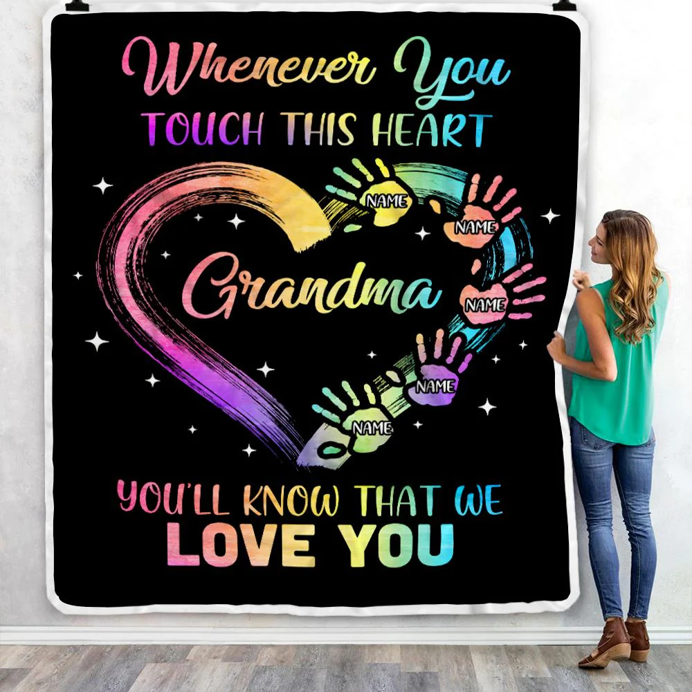 Personalized Grandma Blanket From Grandkids Granddaughter Grandson We Love You Grandparent Grandma Birthday Mothers Day Christmas Customized Bed Fleece Blanket