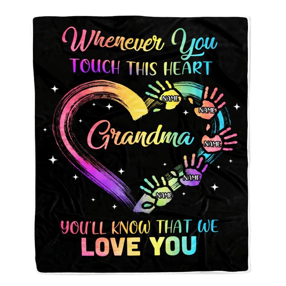 Personalized Grandma Blanket From Grandkids Granddaughter Grandson We Love You Grandparent Grandma Birthday Mothers Day Christmas Customized Bed Fleece Blanket