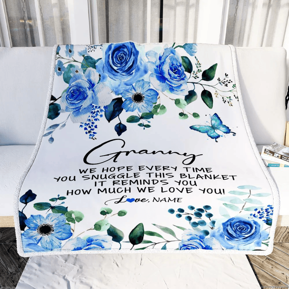 Personalized To My Granny Blanket From Grandkids Floral How Much We Love You Granny Birthday Mothers Day Christmas Customized Fleece Throw Blanket